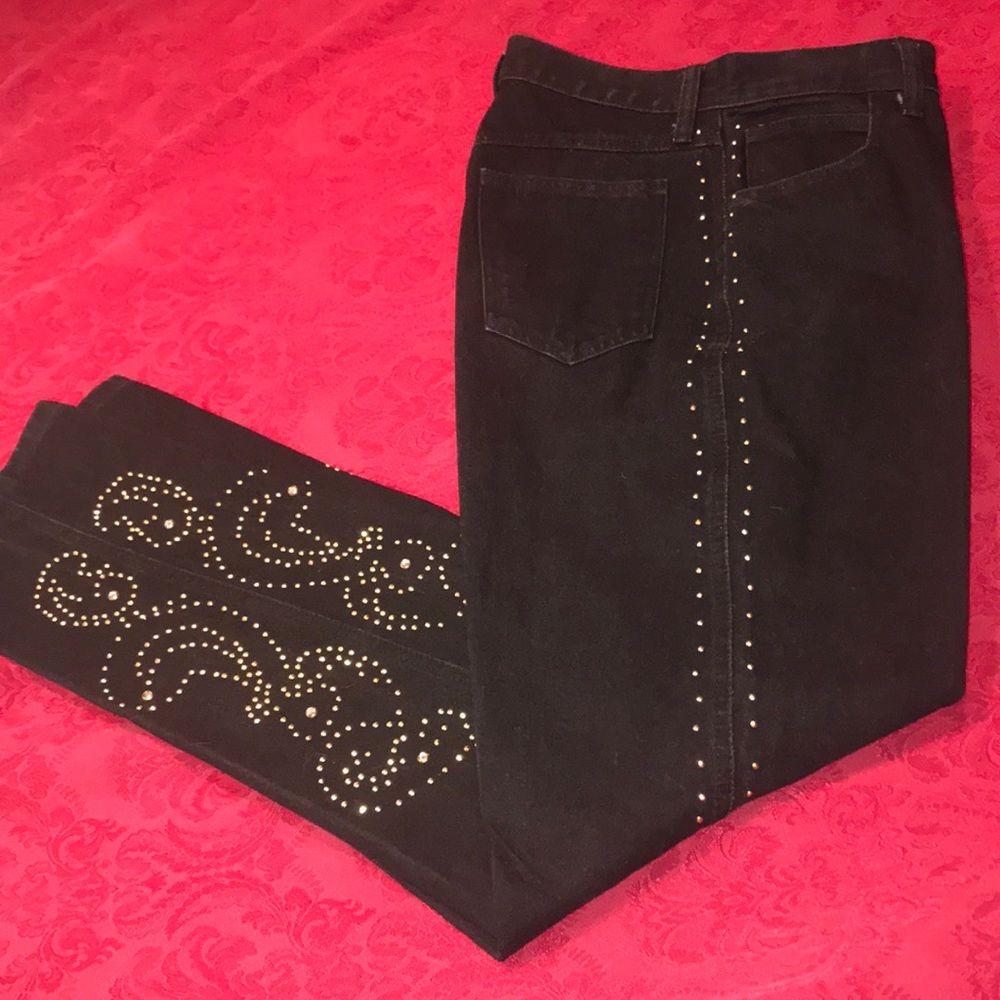 Opal by Lorraine Wardy Beautiful Vintage Gold Studded Black Jean